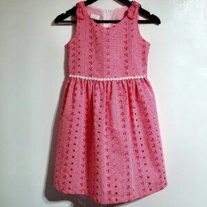 Bonnie Jean Girls 12 Hot Pink & White Plaid Scoop Neck Sleeveless Dress